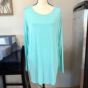 Women’s Cato Size Large Oversized Green/Blue 3/4 Sleeve Tunic Top